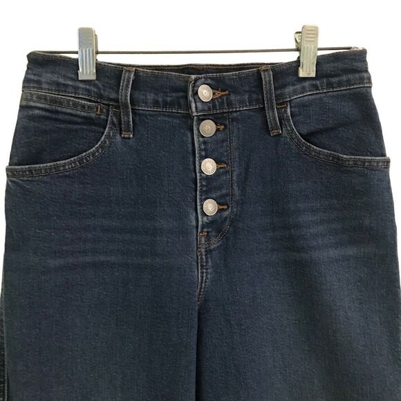 Levi’s Mile High Cropped Wide Leg button fly denim blue jeans 26 - Picture 3 of 7
